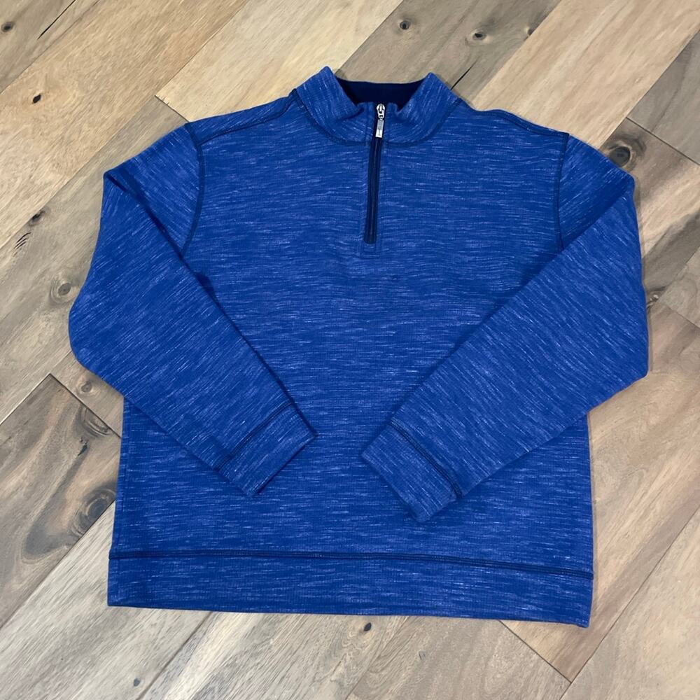 Paradise Collection Quarter‑Zip Cotton Sweater Size M Blue